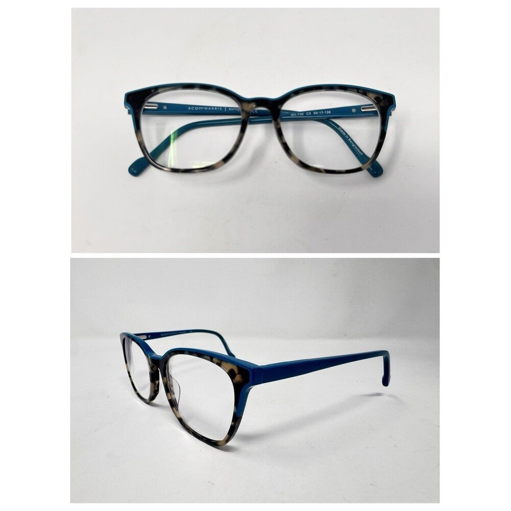 Scott Harris SH-736 Eyeglass Frames Only 50-17-138 Teal C3 Authentic